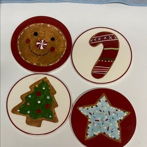 CERAMIC HOLIDAY COASTERS (4). NEW.